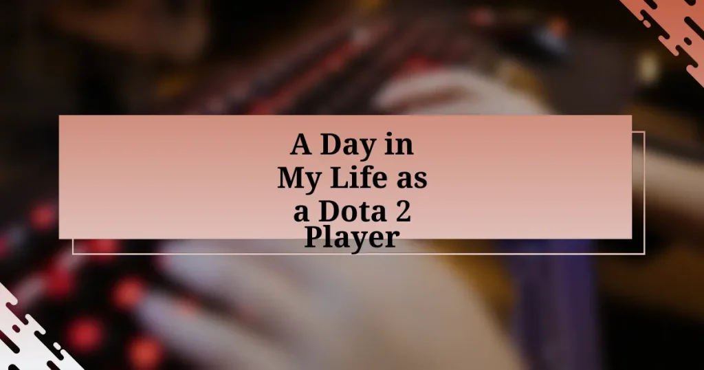 A Day in My Life as a Dota 2 Player