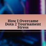 How I Overcame Dota 2 Tournament Stress