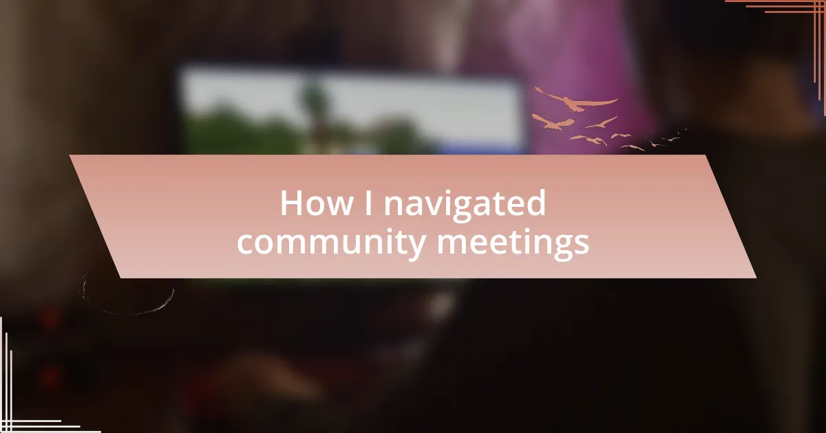 How I navigated community meetings