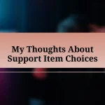 My Thoughts About Support Item Choices