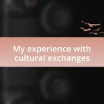 My experience with cultural exchanges