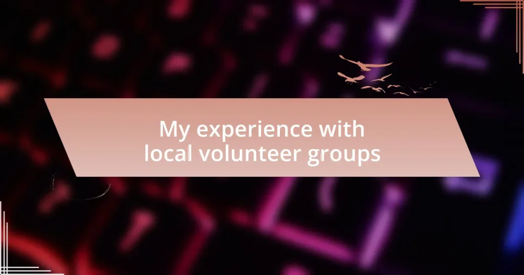 My experience with local volunteer groups