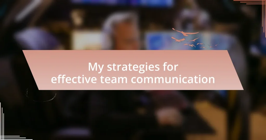 My strategies for effective team communication