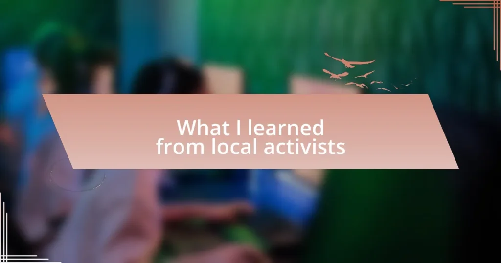 What I learned from local activists