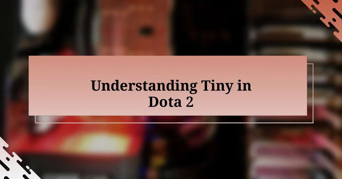 Understanding Tiny in Dota 2