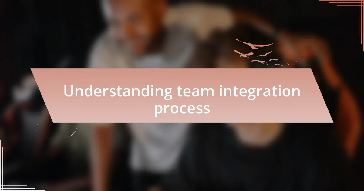 Understanding team integration process