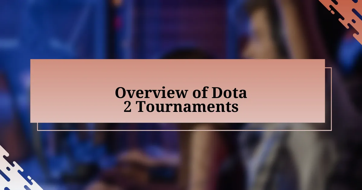 Overview of Dota 2 Tournaments