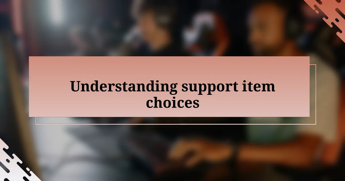 Understanding support item choices