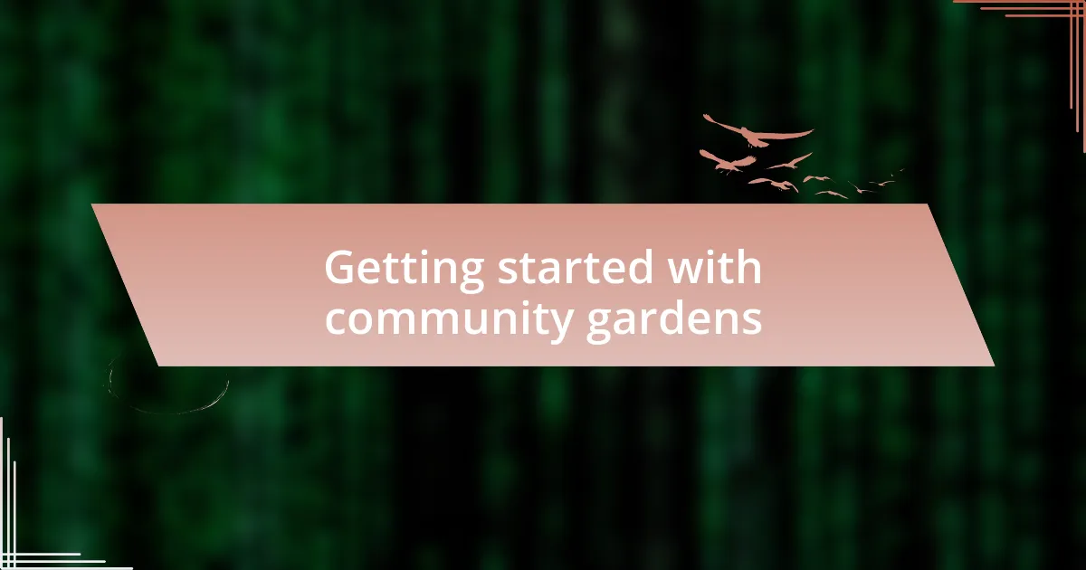 Getting started with community gardens