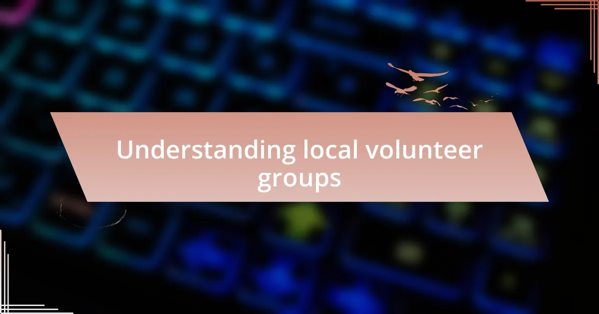 Understanding local volunteer groups