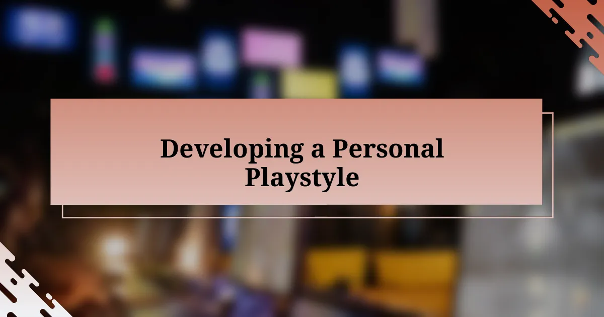 Developing a Personal Playstyle